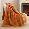 Amélie Home Luxury Striped Faux Fur Throw Blanket for Couch, Embossed Split Fur Cozy Fuzzy Fluffy Luxurious Soft Plush Sofa Chair Bed Gift Blankets for Women Men Wife Friend, 88"x90", Brown-Ruum Studio Home