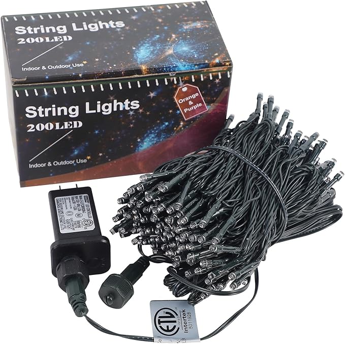 HOME LIGHTING Halloween Lights, 66FT 200 LED Plug in Green Wire String Light, 8 Lighting Modes Waterproof Fairy Mini Lights for Indoor Outdoor Christmas Wedding Party Decorations (Orange & Purple)-Ruum Studio Home