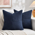 Fancy Homi 2 Packs Navy Blue Decorative Throw Pillow Covers 16x16 Inch for Living Room Couch Bed, Rustic Farmhouse Boho Home Decor, Soft Corss Patchwork Corduroy Textured Square Cushion Case 40x40 cm-Ruum Studio Home