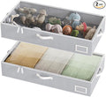 Under Bed Storage Containers, 2-Pack Underbed Storage Box, Collapsible Clothes Storage Bins with Handles and Lid, Large Under Bed Organizers for Shoe, Blanket, Pillow, Sheet, Gray-Ruum Studio Home