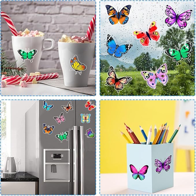 Window Clings Stickers for Kids Window Gel Clings Decals Thick Gel Clings Toddlers and Adults Classroom Home Nursery Airplane Birthday Party Supplies (Butterfly)-Ruum Studio Home