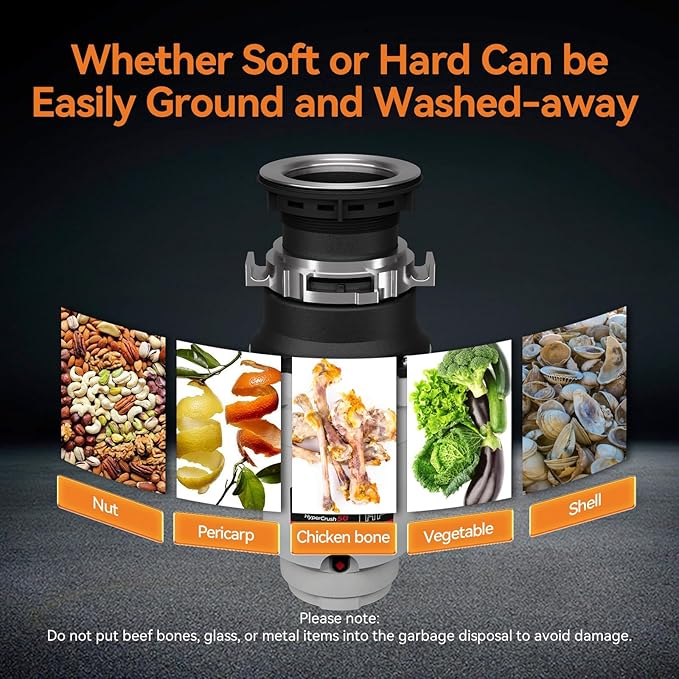 Garbage Disposal, TECASA 1/2 HP Pro Food Waste Coutinuous Feed, Garbage Disposals with Stopper Power Cord, Stainless Steel Grinding System for Kitchen Sink - HyperCrush 50 PRO-Ruum Studio Home