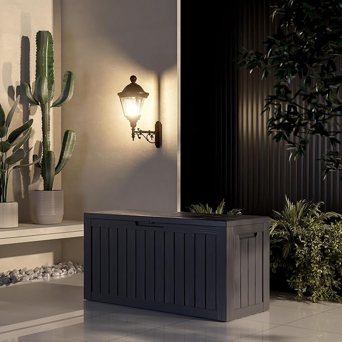 80 Gallon Outdoor Storage Box Waterproof Lockable Resin Deck Box Large, Patio Storage Bin for Pool Accessories Cushion Furniture, Garden Tools, UV-Resistant Outside Delivery Black-Ruum Studio Home