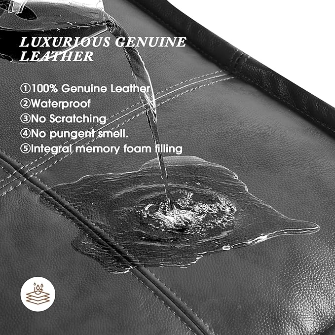 Leather Ottoman,Handmade Stuffed Square Ottoman,Genuine Leather Pouf, Foot Rest Pouf,Comfortable Soft Seating for Living Room & Bedroom (Grey, Square)-Ruum Studio Home