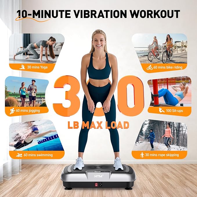 Vibration Plate Exercise Machine - 180 Speeds & 300 lb Capacity, Full Body Workout Vibration Platform with Remote Control for Lymphatic Drainage, Weight Loss & Toning-Ruum Studio Home