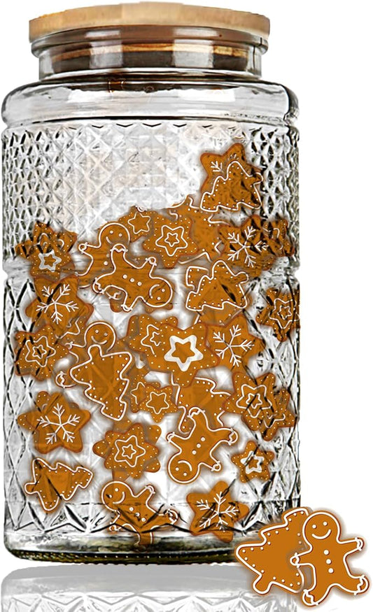 Large Glass Storage Jar, Glass Food Storage Containers with Bamboo Lid, Kitchen Containers Cereal Canisters Decorative Jar for Candy Snack Cookies Coffee Tea Nuts Airtight Glass Jars (Extra Large)-Ruum Studio Home