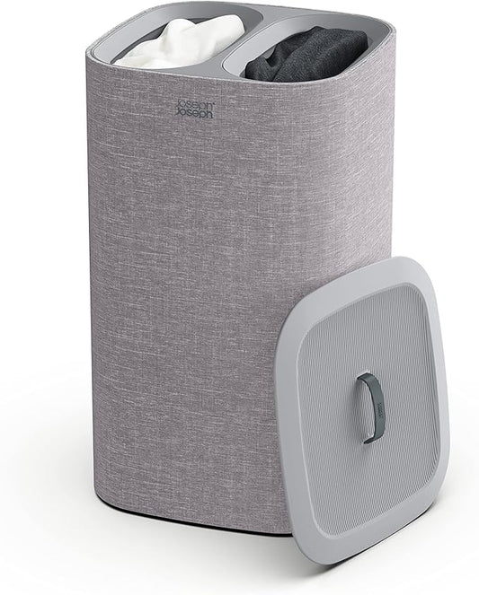 Joseph Joseph Tota 60 liter/15.8 gallon Laundry Hamper Separation Basket with lid, 2 Removable Washing Bags with Handles- Grey-Ruum Studio Home