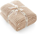 Snuggle Sac Waffle Throw Blanket for Couch Bed Sofa 50x60 inches, Reversible Beige Blanket Microfiber Fluffy Fuzzy Cozy Knit Soft Throws for Women Mothers Birthday Gifts-Ruum Studio Home