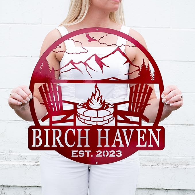 Custom Campfire Sign | Metal Outdoor Sign | Camper Decor | Personalized Camping Gifts | Fire Pit Sign | Outdoor Decor Cabin Sign | Campsite Sign-Ruum Studio Home