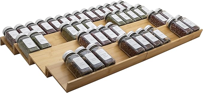 Bamboo Spice Rack Drawer Organizer - 8-Piece Set - 13" Wide Per Piece - Combine Into 26" Wide Rack-Ruum Studio Home