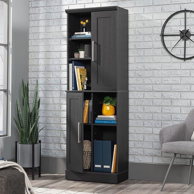 Sauder HomePlus Multi-Room Storage Cabinet with Adjustable Shelves and Door Positioning, Kitchen Laundry Bathroom Pantry Storage Cabinet, in Raven Oak Finish-Ruum Studio Home