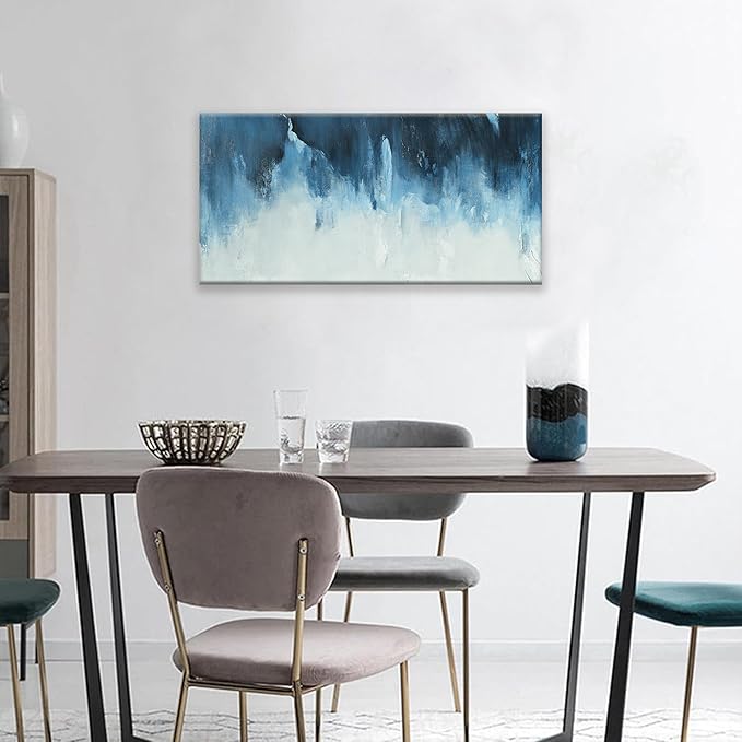 Canvas Wall Art Decor Abstract Art White Blue Wall Art Decor Pictures for Living Room Art Work Decoration Modern Abstract Wall Art Paintings Prints For Home Bedroom Office Kitchen Wall Decor 20" x 40"-Ruum Studio Home