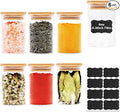 6oz Glass Food Storage Jars, Glass Jars with Bamboo Lids, Kitchen Storage Jars, Set of 6, Canisters with Airtight Lids for Spice, Coffee, Cookie, Pantry Organizers-Ruum Studio Home