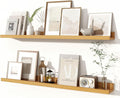 Fun Memories Picture Ledge Shelves Set of 2, 36 Inch Rustic Wall Mounted Floating Shelves with Lip for Home Storage and Décor in Bathroom, Kitchen, Nursery, Bedroom, Living Room, Oak-Ruum Studio Home