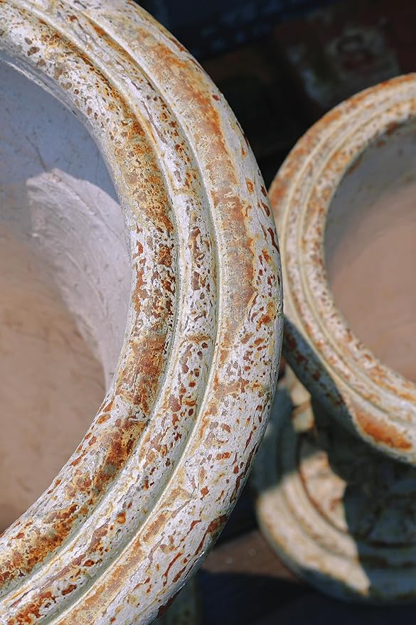 VISIBLE Vintage European Giant Garden Urn Planter, Decorative Cement and Fiber Flower Pot, Make Rust Finished, Wrap Foam Safely Delivered from Los Angeles (Vintage, Medium)-Ruum Studio Home
