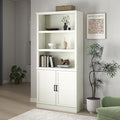 70 Inch Tall Bookcase with Doors, Library Office Bookshelf with Adjustable Shelves, Floor Standing Storage Cabinet for Bedroom Living Room Organizer with Anti Tipping Kit, Soft White Finish-Ruum Studio Home