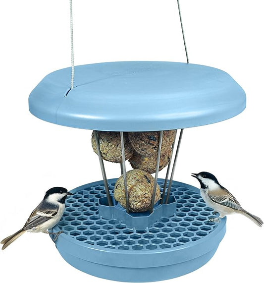 SWISSINNO No Mess Bird Feeder Lucerne Smart Birds for Fat Balls - Feed Birds, not mice & Rats! Robust & Reliable for Hanging - Made in EU - Light Blue-Ruum Studio Home