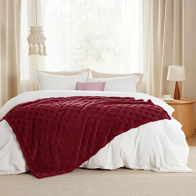 Bedsure GentleSoft Fall Throw Blanket for Couch - Checkered Fleece Red Blankets Gifts for Women Men Girls, Cute Soft Cozy Throw for Bedroom Home Decor Gifts, 50x60 Inches-Ruum Studio Home