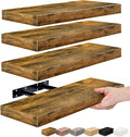 Sorbus Floating Shelves for Wall, Bathroom Shelves Wall Mounted for Kitchen, Bedroom, Living Room, Bathroom Storage, Over Toilet, Hanging Book Shelf for Ｗall Home Decor (Rustic Brown, 4 Pack)-Ruum Studio Home