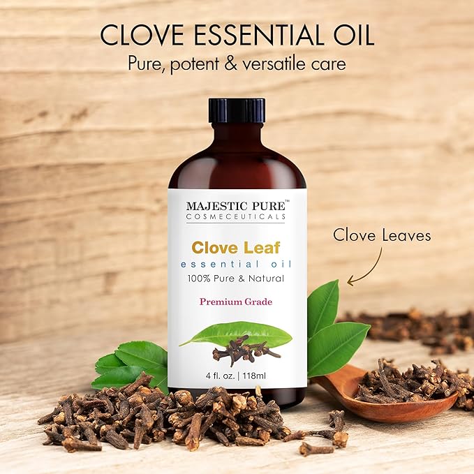 Majestic Pure Clove Essential Oil with Glass Dropper - Huge 4 Fl Oz - 100% Pure and Natural Clove Oil - Premium Grade Essential Oils for Diffuser, Aromatherapy, Soap and Candle Making-Ruum Studio Home