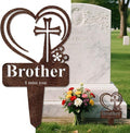 Brother Memorial Grave Stake, Cemetery Decorations for Grave Markers 12.5 x 7.2 inch Heart Metal Sympathy Stakes Graveside Plaque Decor Sign for Brother Graves, Yard, Garden - Rust-Brother-Ruum Studio Home