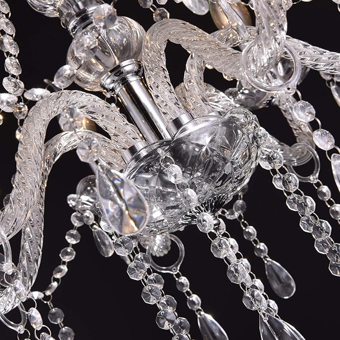 LIUMANG Modern Elegant 12 Lights K9 Crystal Glass Chandelier Pendant Ceiling Lighting European Style for Dining Living Room Bedroom Transparent,12 E12 Bulbs Required-Ruum Studio Home