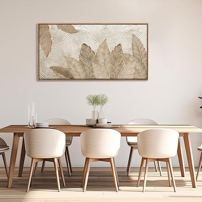 Minimalist & Modern Art for Bedroom Decor Framed Abstract Artwork for Walls Neutral & Contemporary Beige Wall art - Artwork for Living Room and Boho Style Large Abstract Wall Art 20×40IN-Ruum Studio Home
