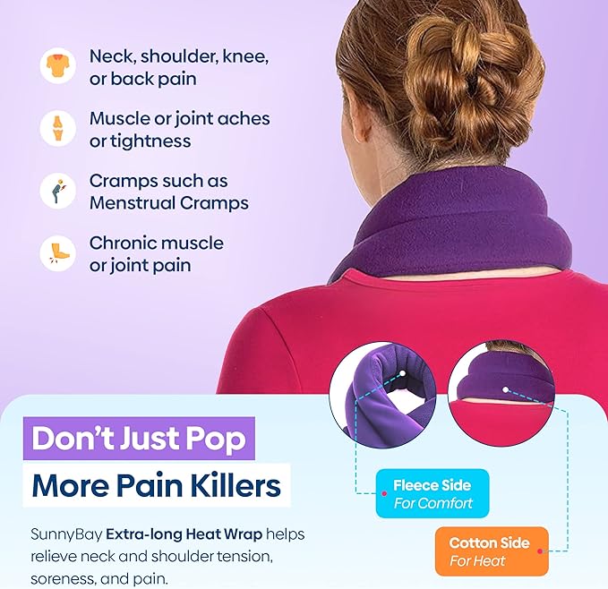 SunnyBay Microwave Heating Pad, Microwavable Heated Neck and Shoulder Wrap with Lavender, Soothing Pillow Hot & Cold Bean Bag, Aroma Warmer for Pain Relief, 26x5 Inches, 2.5 lbs, Purple-Ruum Studio Home