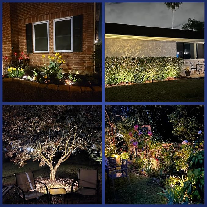 NYMPHY Solar Lights Outdoor Waterproof IP68, 56 LED 3 Lighting Modes Solar Powered Garden Yard Spot Solar Lights for Christmas Outside Landscape- 6 Pack (Warm White)-Ruum Studio Home