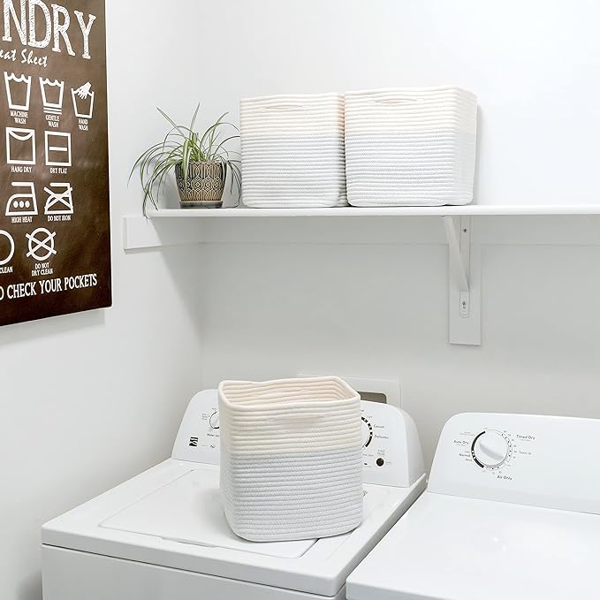 NaturalCozy Storage Cubes 11 Inch Cotton Rope Woven Baskets for Organizing, 3-Pack | Cube Storage Bin | Square Storage Baskets for Shelves Organizer, Classroom, Kids Toy Bins, Closet, Baby Nursery-Ruum Studio Home