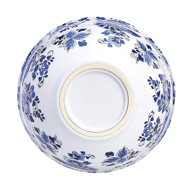 Amazon Basics Nesting Melamine Mixing Round Bowl with Lid and Non-Slip Base, 5 Sizes, Blue and White Floral, Set of 10, 4 quarts, 3 15/16",7 9/16",8 7/8",10",11 1/4"-Ruum Studio Home