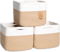 NaturalCozy Storage Cubes 9”x9”x7”Cotton Rope Woven Baskets for Organizing 3-Pack | 9 Inch Cube Storage Bin | Small Basket for Shelf Nursery, Pantry, Decorative Plant, Bathroom Closet, Toy Gift-Ruum Studio Home
