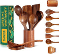 Wooden Spoons for Cooking, Kitchen Utensils Set, Wood Spatulas Soup Ladle Serving Spoons Teak Wooden Utensil Set（8 Pieces ）-Ruum Studio Home