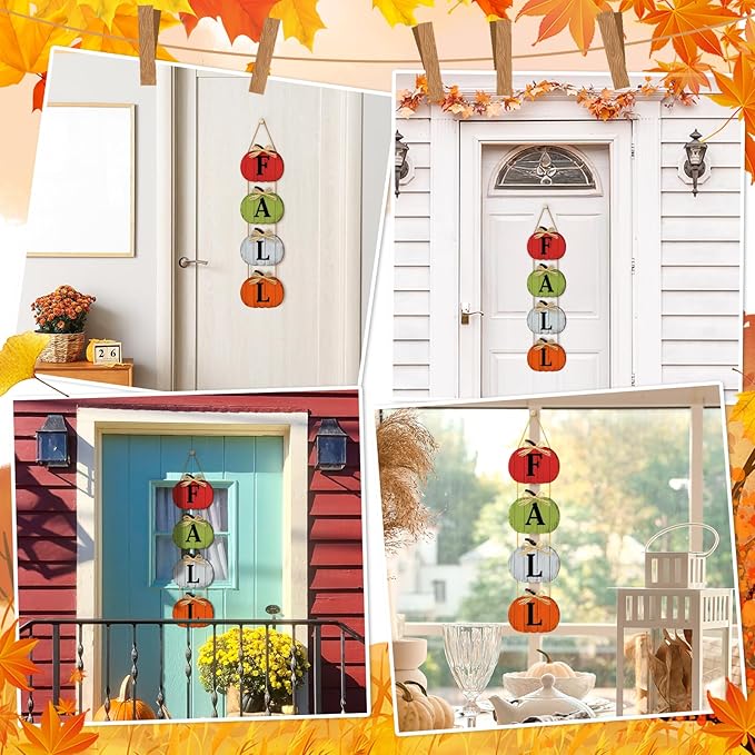 Fall Decorations for Home Fall Pumpkin Door Sign, Rustic Farmhouse Thanksgiving Wall Decorations Wooden Hanging Signs for Porch Yard Seasonal Autumn Home Decor-Ruum Studio Home