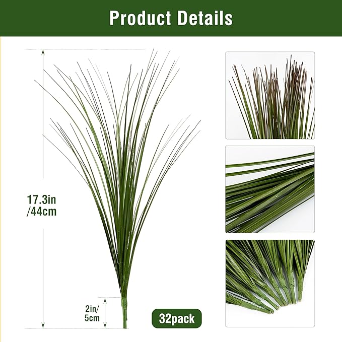 32PCS 17.3" Fake Plants Artificial Wheat Grass Greenery Plastic Plants Fake Grass Artificial Plants for Outdoor Decor Artificial Grass Plant with Greenery Stems for Indoor Home Decoration-Ruum Studio Home