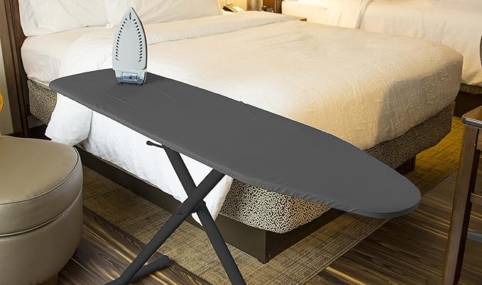 54" Full-Size Adjustable Ironing Board w/Thick Pad Cover, Leg Locking System, Foldable and Collapsible, Heavy-Duty Alloy Steel Construction, Space Saving Design - Charcoal-Ruum Studio Home