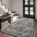 AMOAMI-3X5 Area Rug-Soft Washable Rugs for Living Room Bedroom -Non Slip Entryway Rug-Indoor Vintage Throw Rug Accent Rug for Living Room Laundry Room Kitchen Bathroom Bedside Dark Grey & Black-Ruum Studio Home