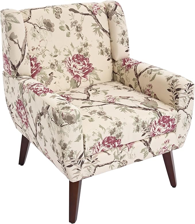 UIXE Floral Accent Chair, Modern Upholstered Armchair in Fabric for Living Room, Comfy Club Arm Chairs Single Sofa Button Tufted Bedroom Reading Seat - Pattern Floral, Set of 2-Ruum Studio Home