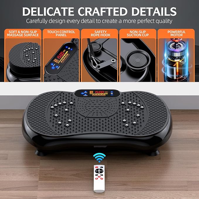 Vibration Plate Exercise Machine, Lymphatic Drainage Machine for Weight Loss, Full Body Workout Vibrate Fitness Platform, Helps Toning Shaping Wellness Home Gyms Workout - Max User Weight 330lbs-Ruum Studio Home