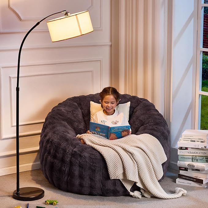 Hobestluk Bean Bag Chair Oversized Bean Bag Chair for Adults Donut-Shaped Large Bean Bag with Spacious Design for Living Room Bedroom or Reading Nook (Bubble Dark Grey)-Ruum Studio Home