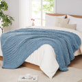 L'AGRATY Chunky Knit Blanket Throw: 50''x60'' Chenille Chunky Knitted Throw Blanket for Bed Couch - Handmade Thick Big Cable Knit Blanket - Large Crochet Rope Blanket for Home Decor(Airy Blue)-Ruum Studio Home