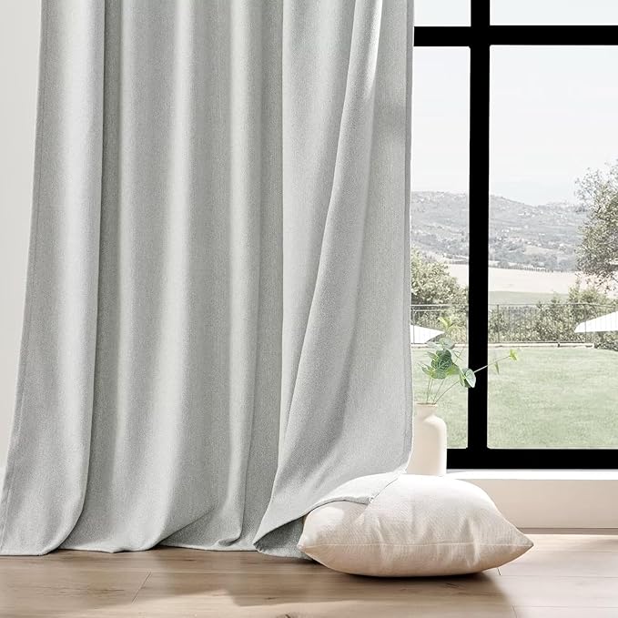Joydeco Light Filtering Curtains 72 Inch Length for Bedroom, Faux Linen Curtains 72 Inches Long for Living Room, Pinch Pleat Curtains for Living Room 72 Inch Length(52x72 inch, Greyish White)-Ruum Studio Home