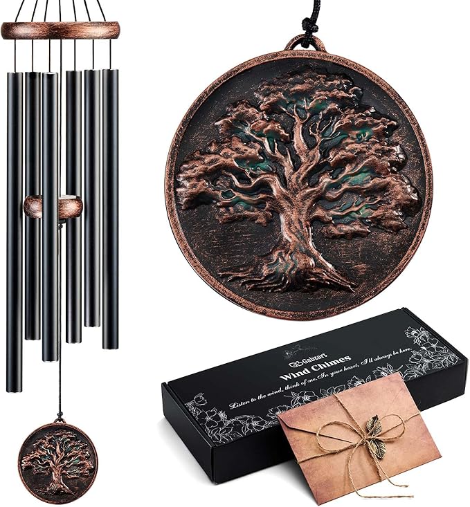 Wind Chimes for Outside, Tree of Life Deep Tone Vintage Wind Chime Outdoor Clearance, Sympathy/Memorial/Festivals/Birthday Gift for Mom Dad Grandma, Home Garden Patio Decor (32" Tree of Life)-Ruum Studio Home