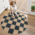 Lahome Checkered Easy Jute Rugs for Entryway, 3 ft Round Rug Small Indoor Outdoor Circle Carpet, Farmhouse Neutral Non Slip Non Shedding Black Carpet for Kitchen Front Porch Foyer-Ruum Studio Home