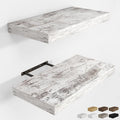 RICHFOCUS 16Inch Floating Shelves for Wall 2 Pack Shelves for Bedroom|Kitchen|Bathroom Wall Mounted Rustic Distressed Wood Floating Shelf with Invisible Brackets for Books|Storage|Decor, Rustic-Ruum Studio Home