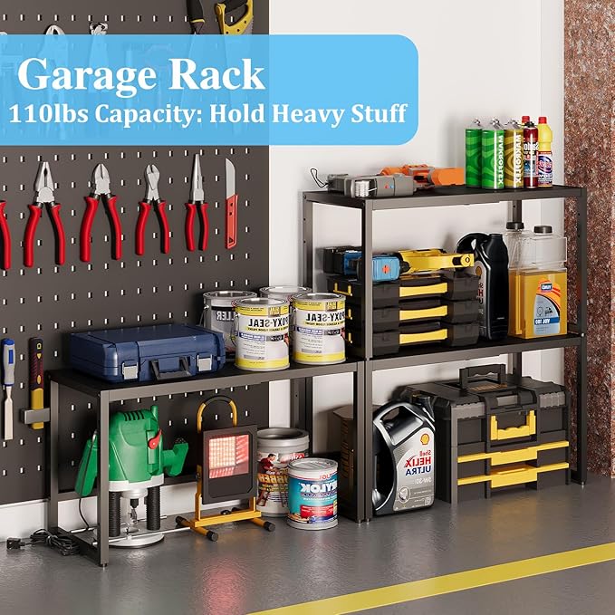 Expandable Metal Storage Shelves,110LBS Heavy Duty Shelving Units and Storage For Small Appliance, Adjustable Metal Storage Shelf Rack For kitchen Cabinet Closet Pantry Warehouse Garage,Patent Pending-Ruum Studio Home