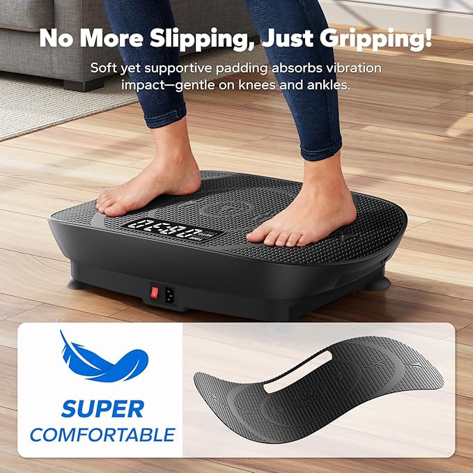 MERACH Slim Vibration Plate Exercise Machine, Vibration Plate for Lymphatic Drainage Weight Loss, Vibrating Plate with Real-Time Calorie Tracking on LED Display, Workout Equipment for Home Women Men-Ruum Studio Home