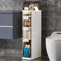VECELO 5-Tier Narrow Beside Toilet Storage Cabinet, Plastic Bathroom Organizers and Storage with Drawers & Wheels, Space-Saving, Slim Toilet Paper Storage for Bathroom, Laundry Room, Small Space-Ruum Studio Home