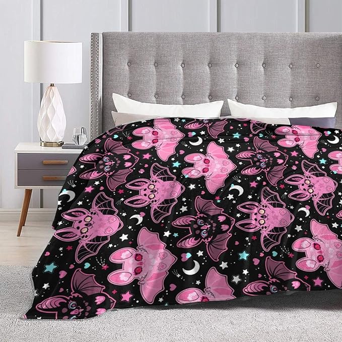 Pink Bat Throw Blanket Soft Fleece Blanket Men Women Gift for Kids Boys Girls for Party Couch Sofa Bed Deco Blankets 50"x40"-Ruum Studio Home