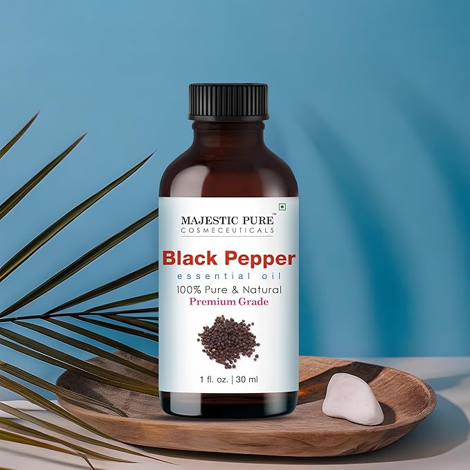 Majestic Pure Black Pepper Essential Oil with Glass Dropper - 1 Fl Oz - 100% Pure and Natural Black Pepper Oil - Premium Grade Essential Oils for Diffuser, Aromatherapy, Soap and Candle Making-Ruum Studio Home
